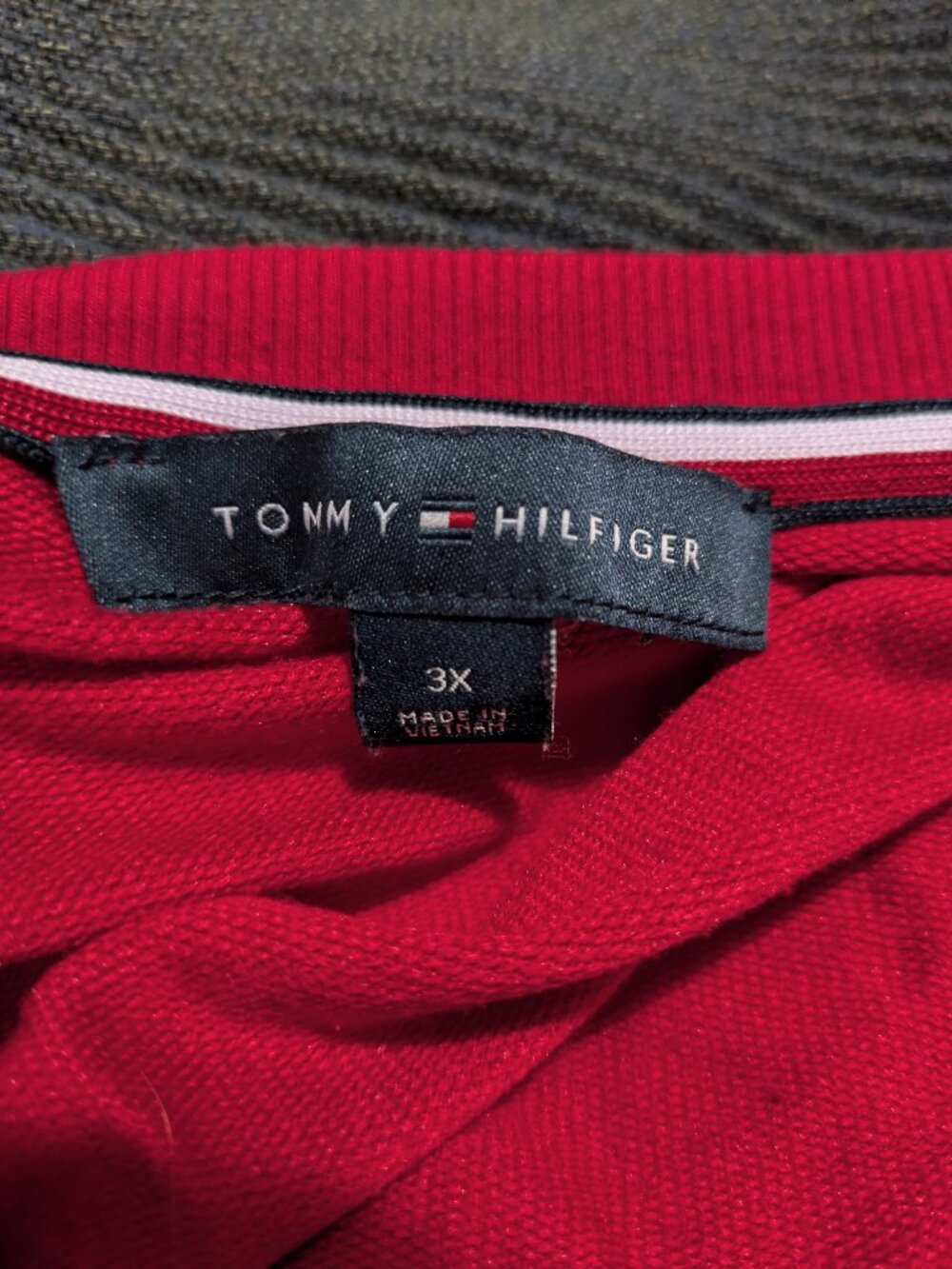 Tommy Hilfiger Peplum Red Sweatshirt Plus Sized Long Sleeved Top (3X) - Picture 4 of 5